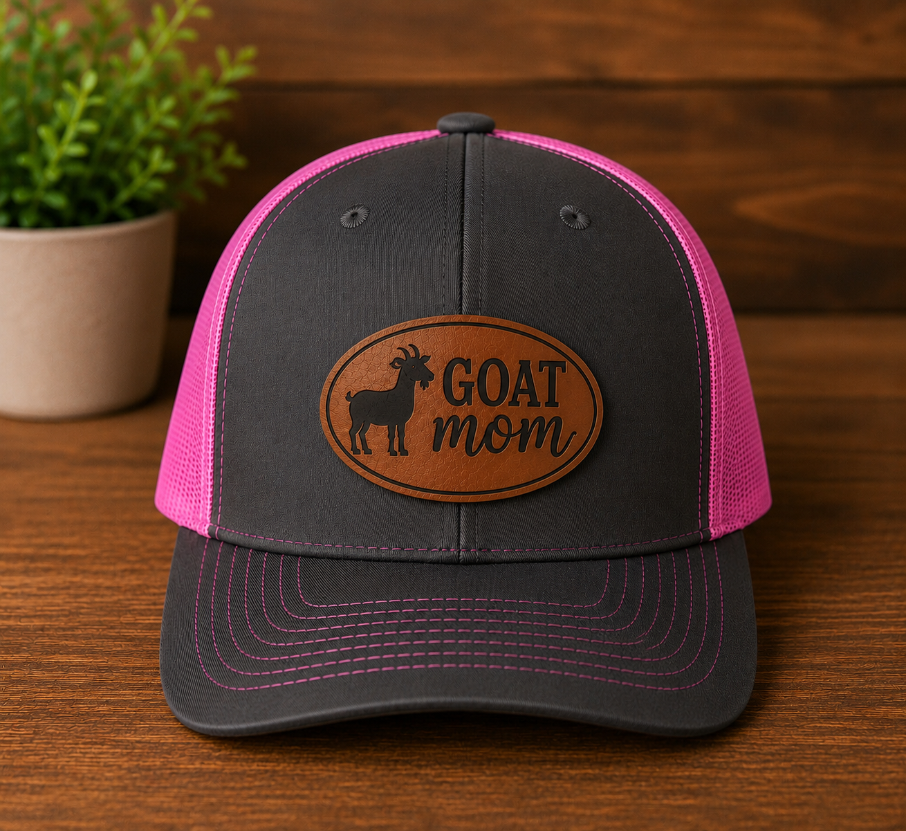 "Goat Mom" Custom Leatherette Patch Hat
