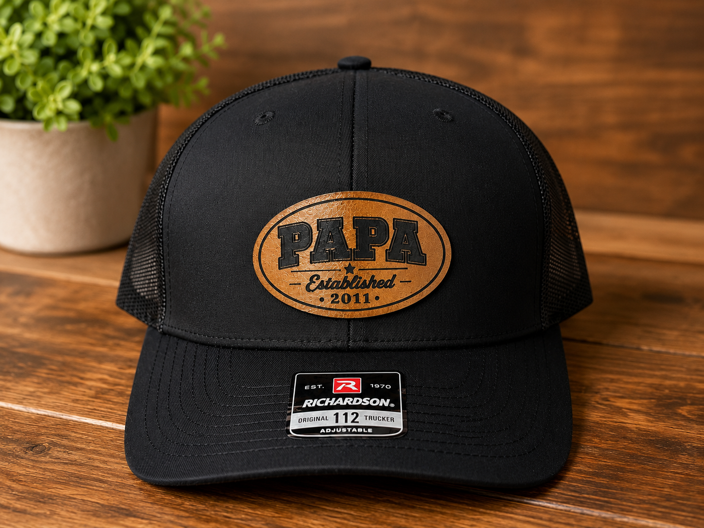 Custom Engraved - Leatherette Patch Hat