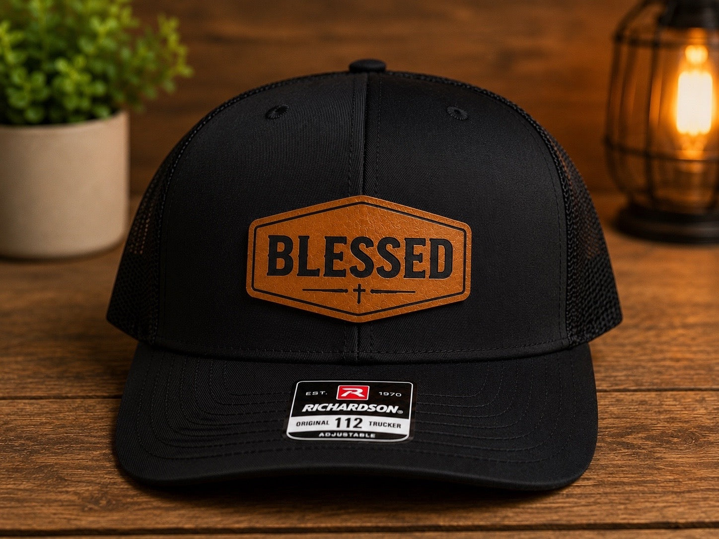 "Blessed" Custom Leatherette Patch Hat